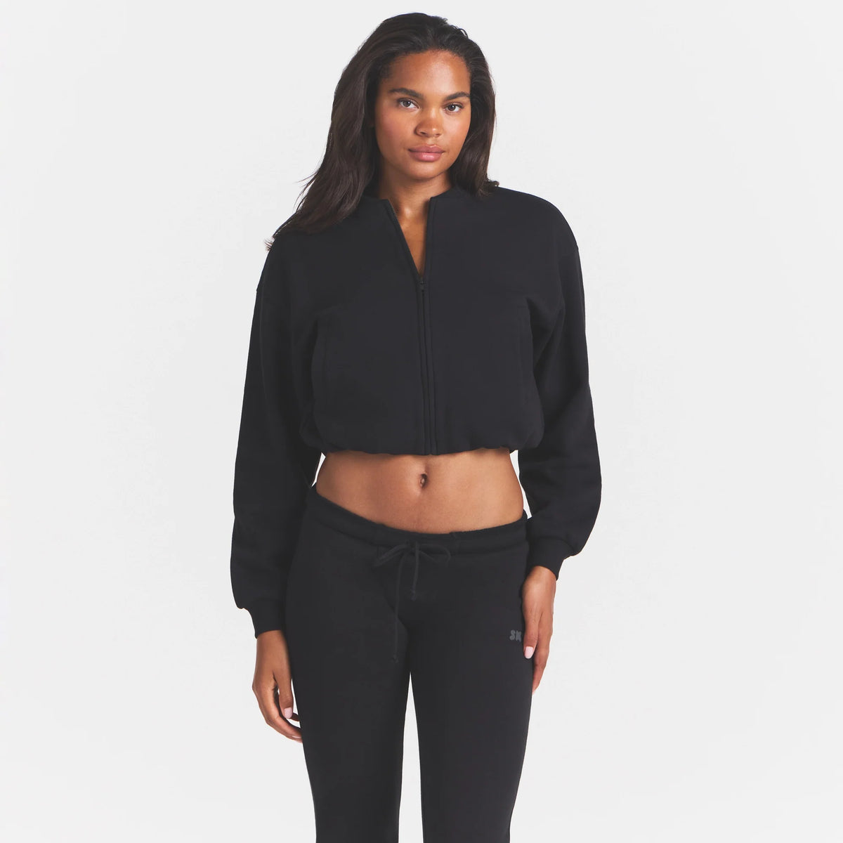 COTTON FLEECE BOMBER JACKET | ONYX