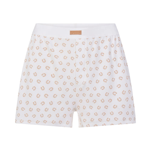 COTTON RIB LOOSE BOXER | OCHRE HORSESHOE PRINT