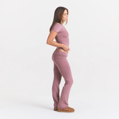 COTTON JERSEY FOLDOVER PANT | MUTED MAUVE