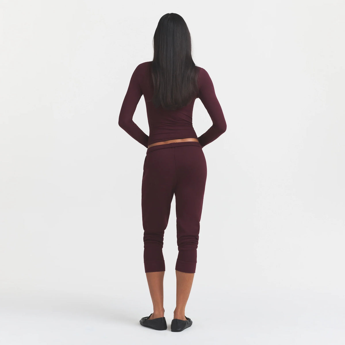 COTTON FLEECE LEGGING WITH EMBOSSED LOGO | CURRANT