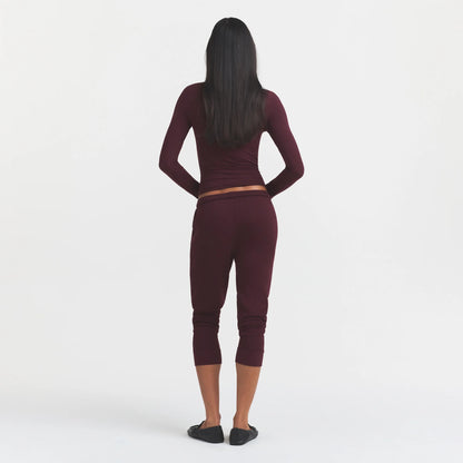 COTTON FLEECE LEGGING WITH EMBOSSED LOGO | CURRANT