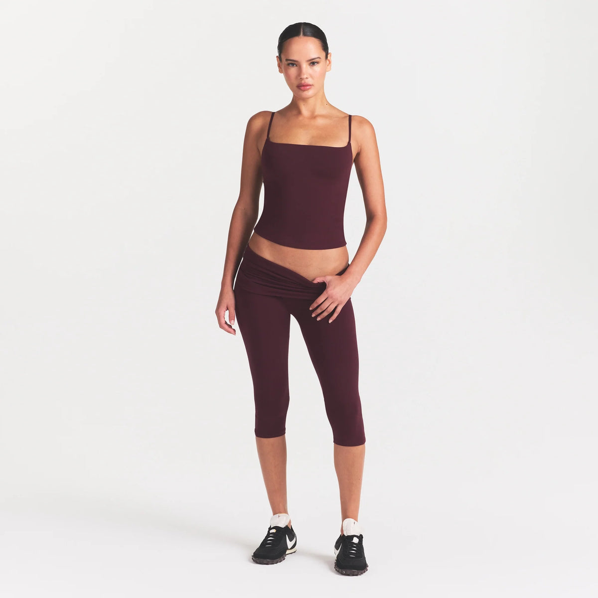 COTTON JERSEY FOLDOVER CAPRI | CURRANT