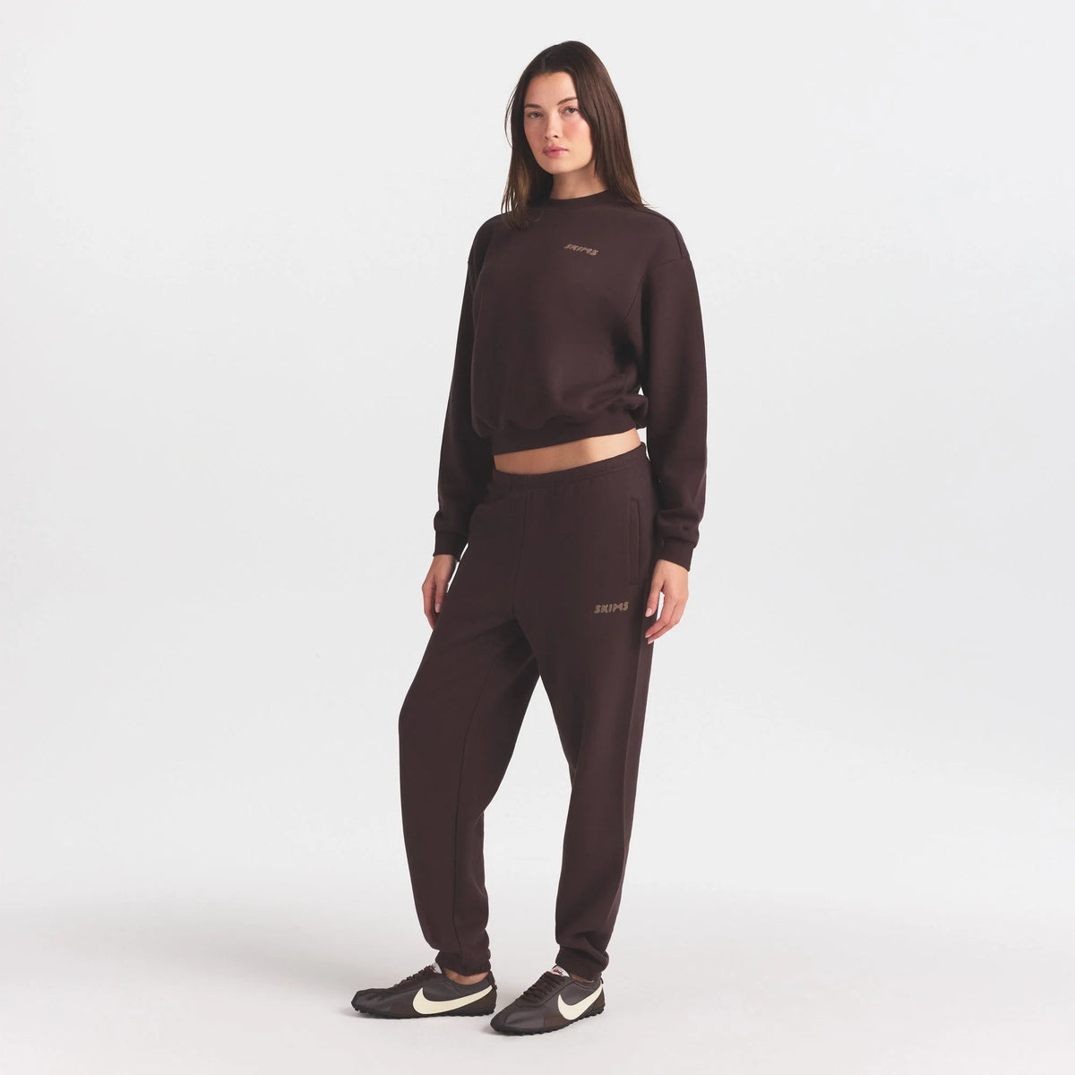 COTTON FLEECE JOGGER WITH EMBOSSED LOGO | ESPRESSO