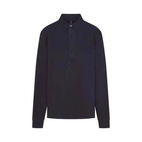 BOYFRIEND FLEECE OVERSIZED POLO  | BLUE BLACK