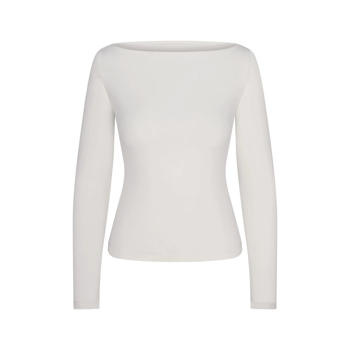 COTTON JERSEY LONG SLEEVE BOATNECK TOP | MARBLE