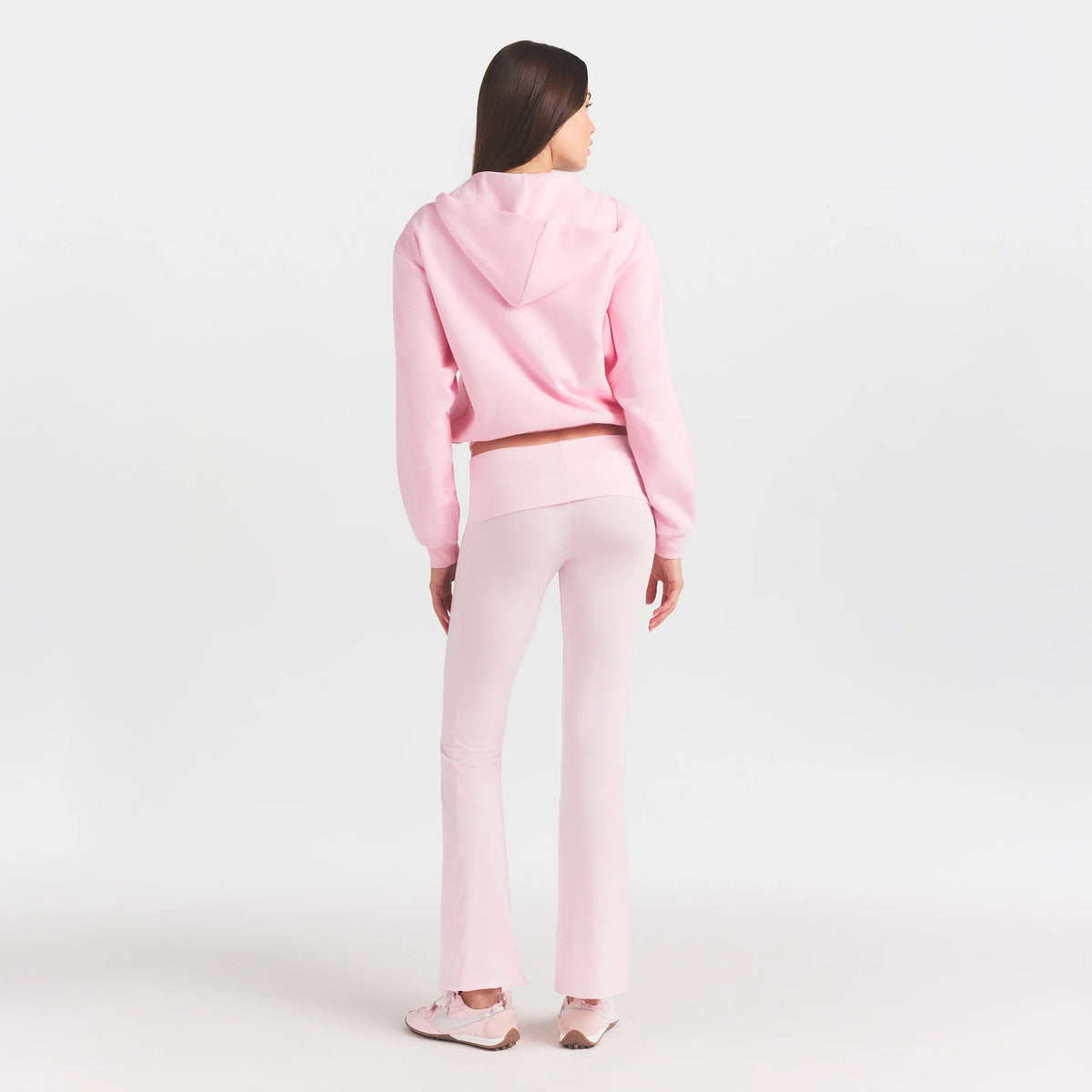 COTTON FLEECE ZIP UP HOODIE WITH EMBOSSED LOGO | CHERRY BLOSSOM