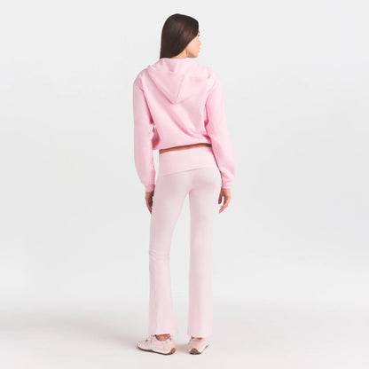 COTTON FLEECE ZIP UP HOODIE WITH EMBOSSED LOGO | CHERRY BLOSSOM