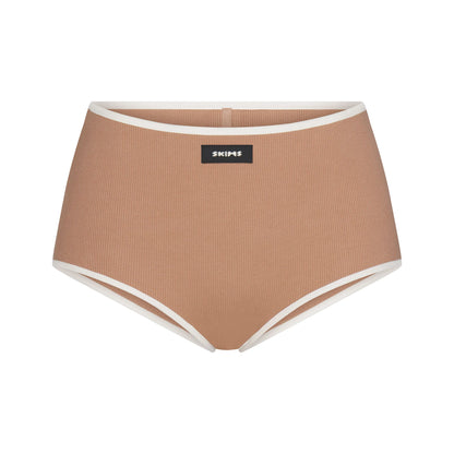 COTTON RIB BOY SHORT | SIENNA CONTRAST