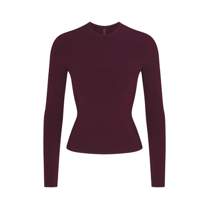 COTTON JERSEY LONG SLEEVE T-SHIRT | CURRANT