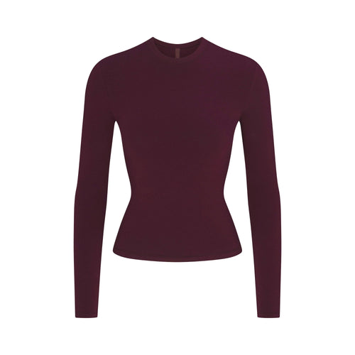 COTTON JERSEY LONG SLEEVE T-SHIRT | CURRANT