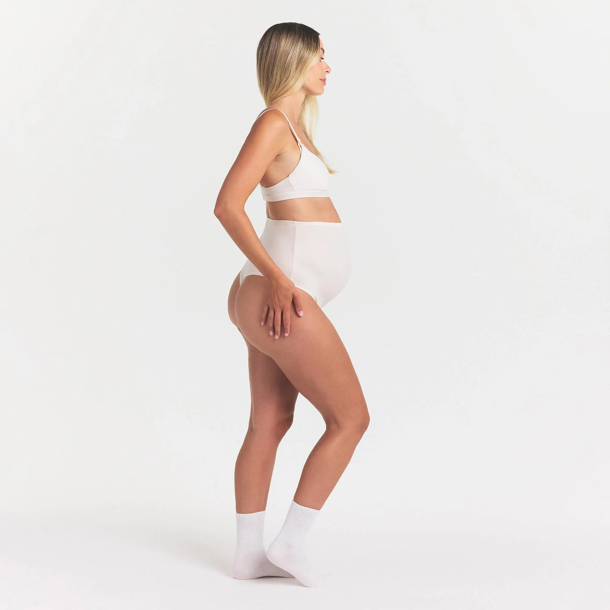 COTTON JERSEY MATERNITY NURSING SCOOP BRALETTE | MARBLE