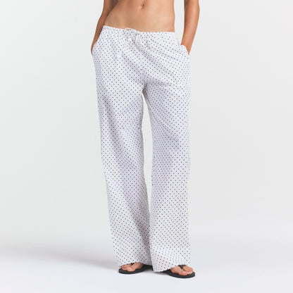 COTTON POPLIN SLEEP STRAIGHT LEG PANT | ONYX DOT PRINT