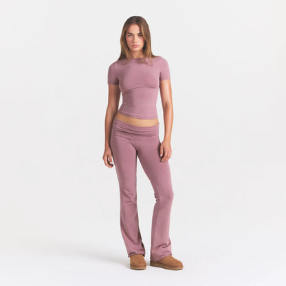 COTTON JERSEY FOLDOVER PANT | MUTED MAUVE