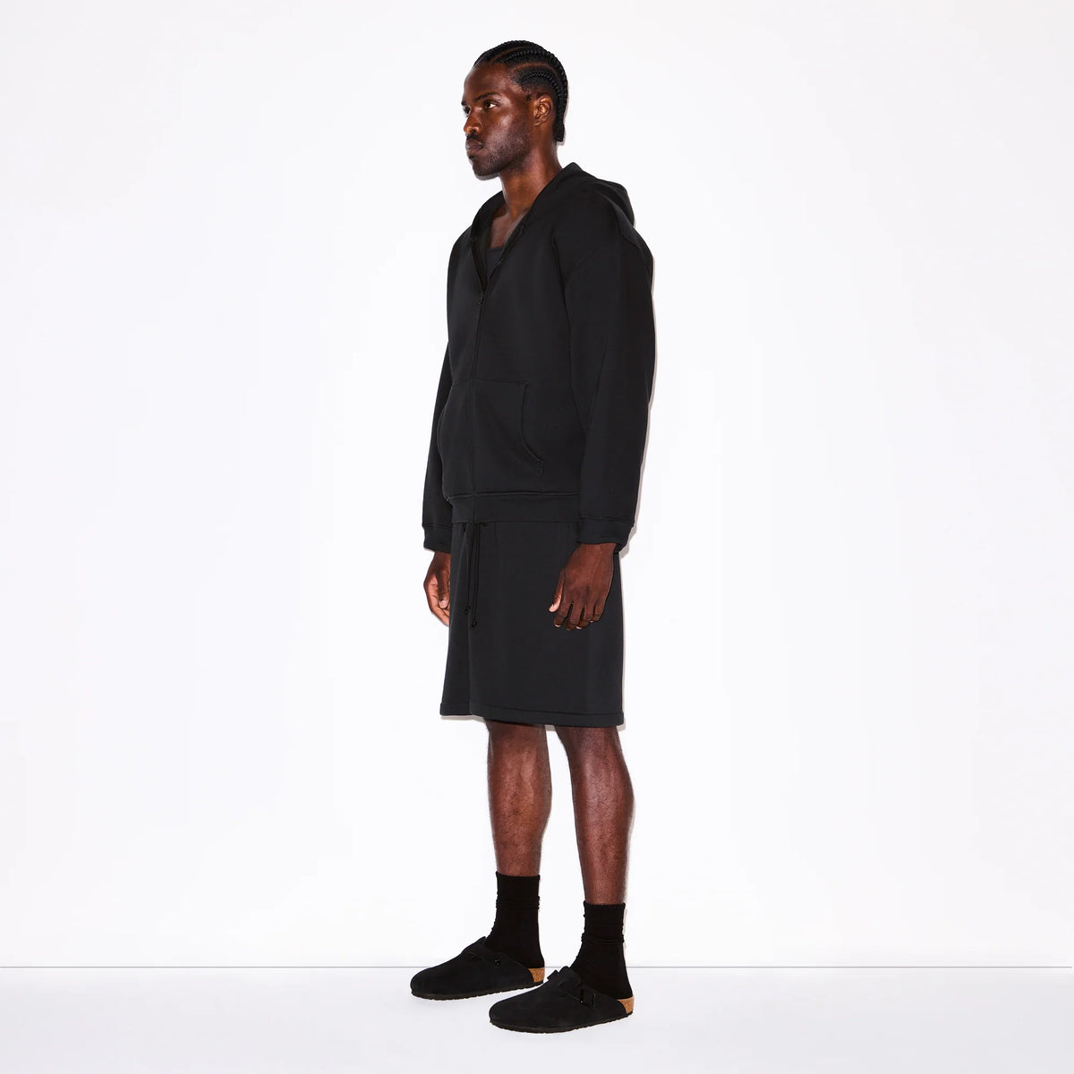 FLEECE LOUNGE MENS RELAXED ZIP UP HOODIE | WASHED ONYX
