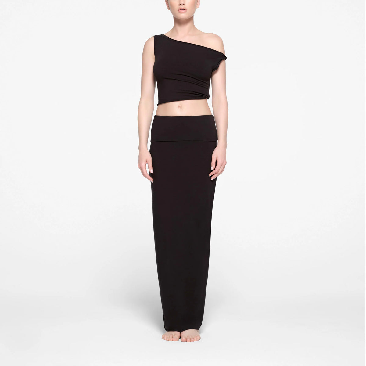 COTTON JERSEY FOLDOVER SKIRT | SOOT