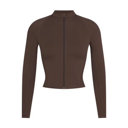 NikeSKIMS MATTE MOCK NECK FULL ZIP JACKET | DARK SEPIA