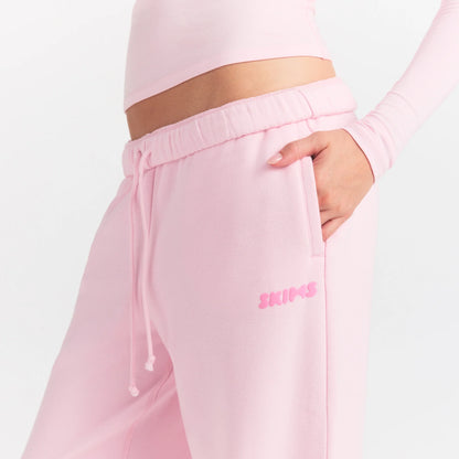 COTTON FLEECE STRAIGHT LEG PANT WITH EMBOSSED LOGO | CHERRY BLOSSOM