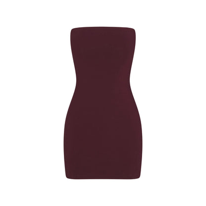 COTTON JERSEY MINI TUBE DRESS | CURRANT
