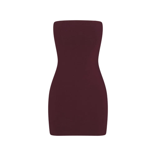 COTTON JERSEY MINI TUBE DRESS | CURRANT