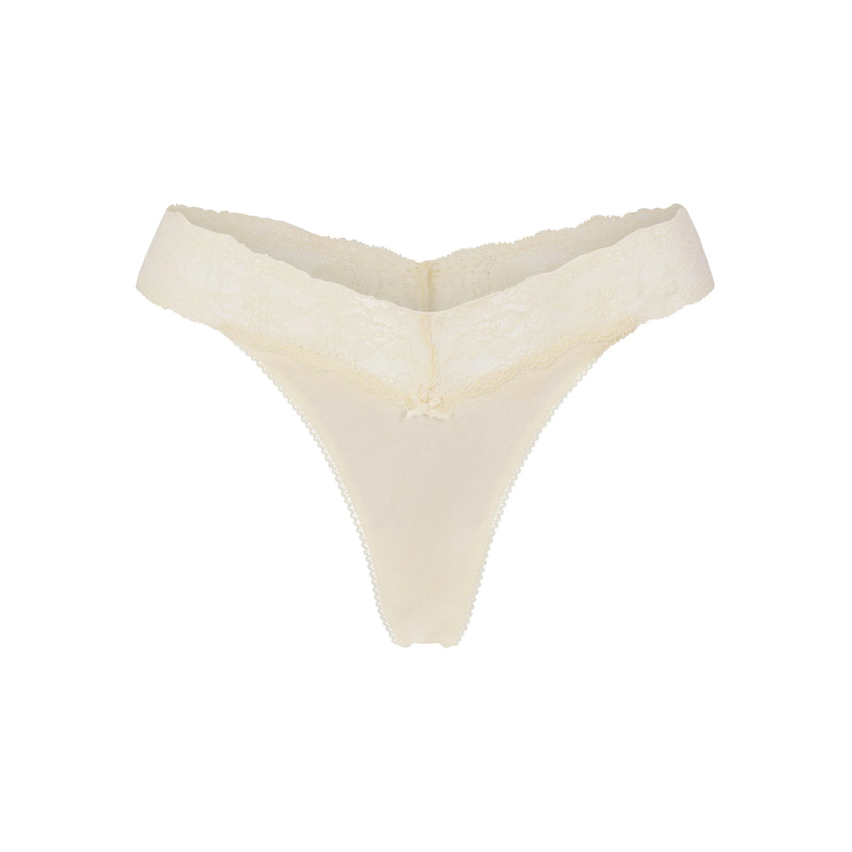 LIGHTWEIGHT COTTON WIDE LACE THONG | BUTTER TONAL