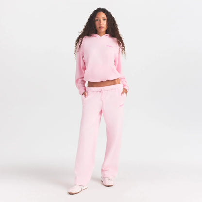 COTTON FLEECE HOODIE WITH EMBOSSED LOGO | CHERRY BLOSSOM