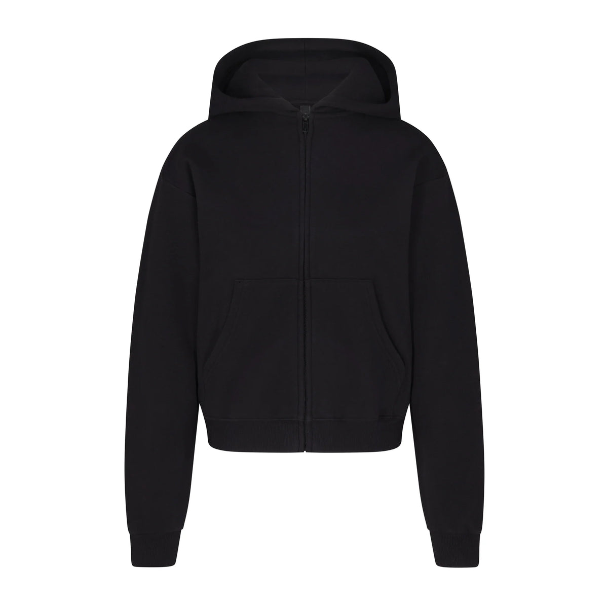 COTTON FLEECE ZIP UP HOODIE | ONYX