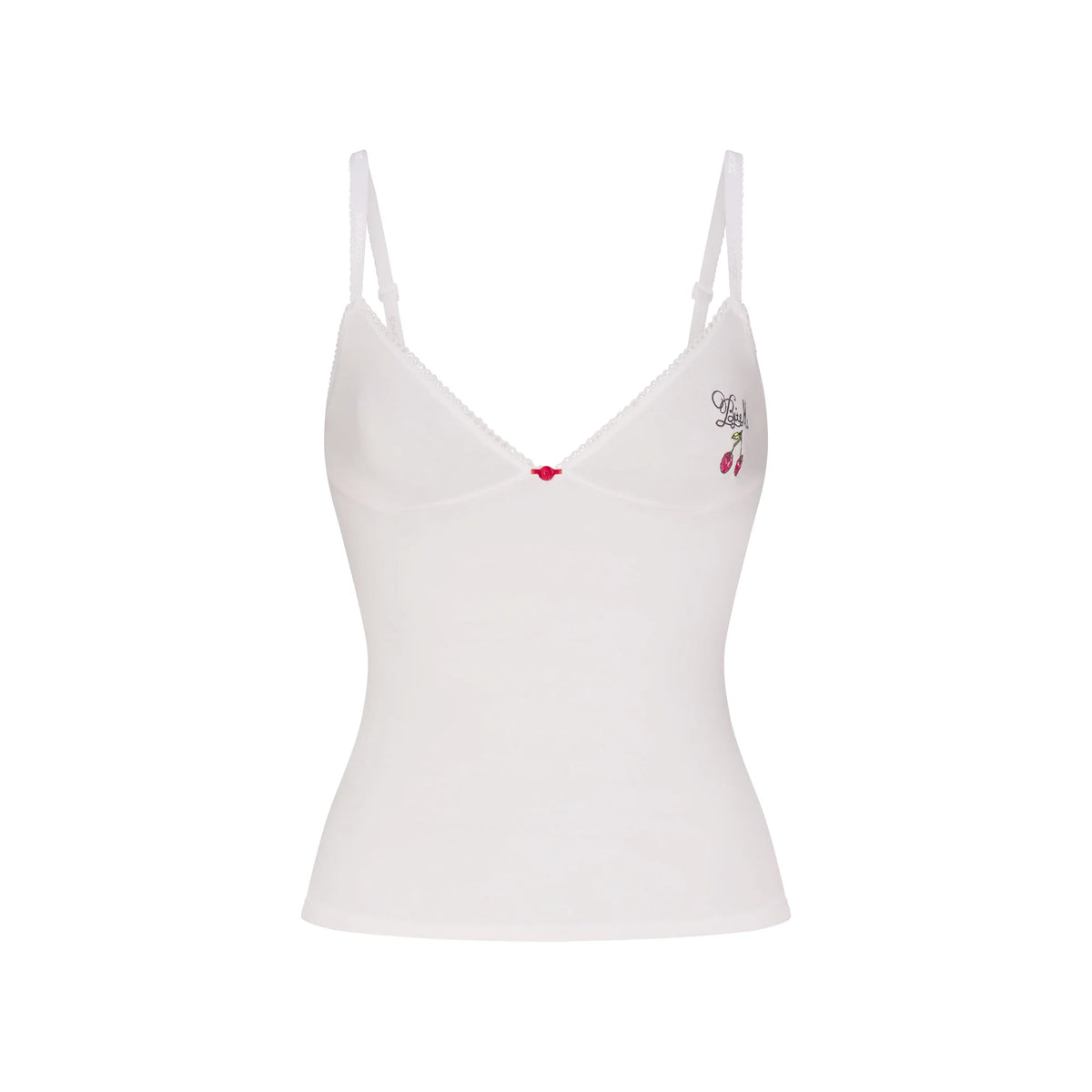 LIGHTWEIGHT COTTON LOGO PICOT CAMI AND BOY SHORT SET | SNOW CONTRAST