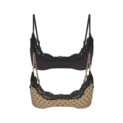 FITS EVERYBODY LACE SCOOP BRALETTE 2-PACK | MINI POLKA DOT AND ONYX