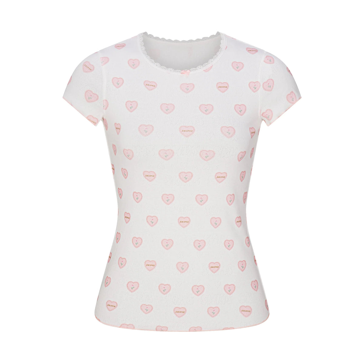 LOGO POINTELLE BABY TEE AND MICRO SHORT SET | SNOW LACE HEARTS