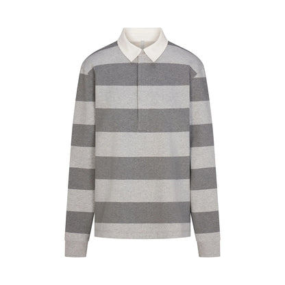 BOYFRIEND FLEECE OVERSIZED POLO | GREY HEATHER MULTI