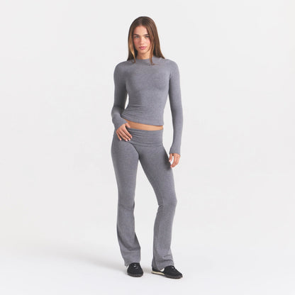 COTTON JERSEY LONG SLEEVE T-SHIRT | DARK HEATHER GREY