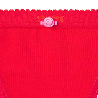 LIGHTWEIGHT COTTON LOGO PICOT THONG | RUBY TONAL