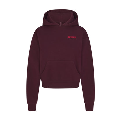 COTTON FLEECE HOODIE WITH EMBOSSED LOGO | CURRANT
