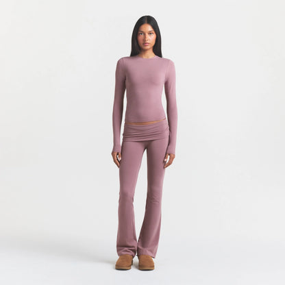 COTTON JERSEY LONG SLEEVE T-SHIRT | MUTED MAUVE