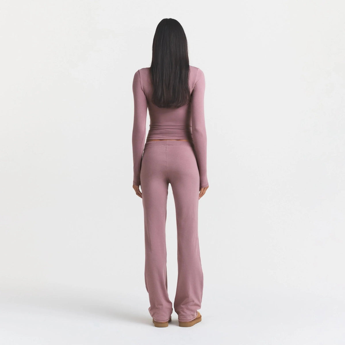 COTTON JERSEY STRAIGHT LEG PANT | MUTED MAUVE