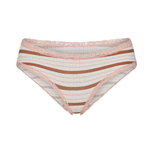 LIGHTWEIGHT COTTON POINTELLE LACE BRIEF | VILLA EGRET RUNWAY STRIPE