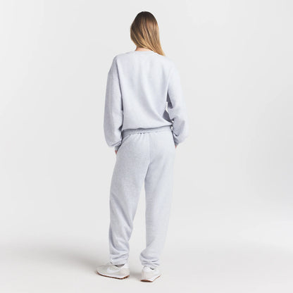 COTTON FLEECE LOGO CLASSIC CREWNECK | PLAID ARCHED LOGO PATCH