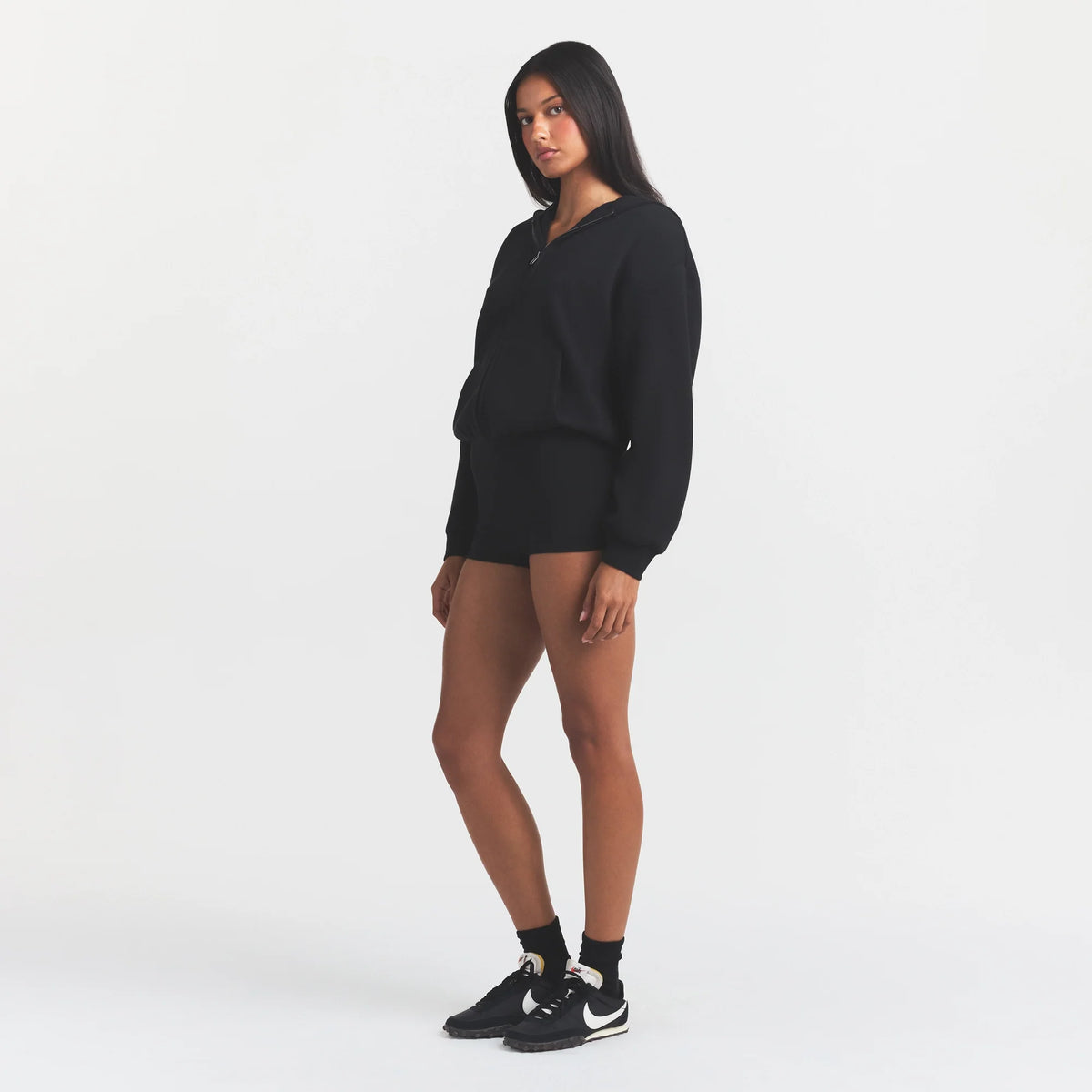 COTTON FLEECE ZIP UP ONESIE | ONYX