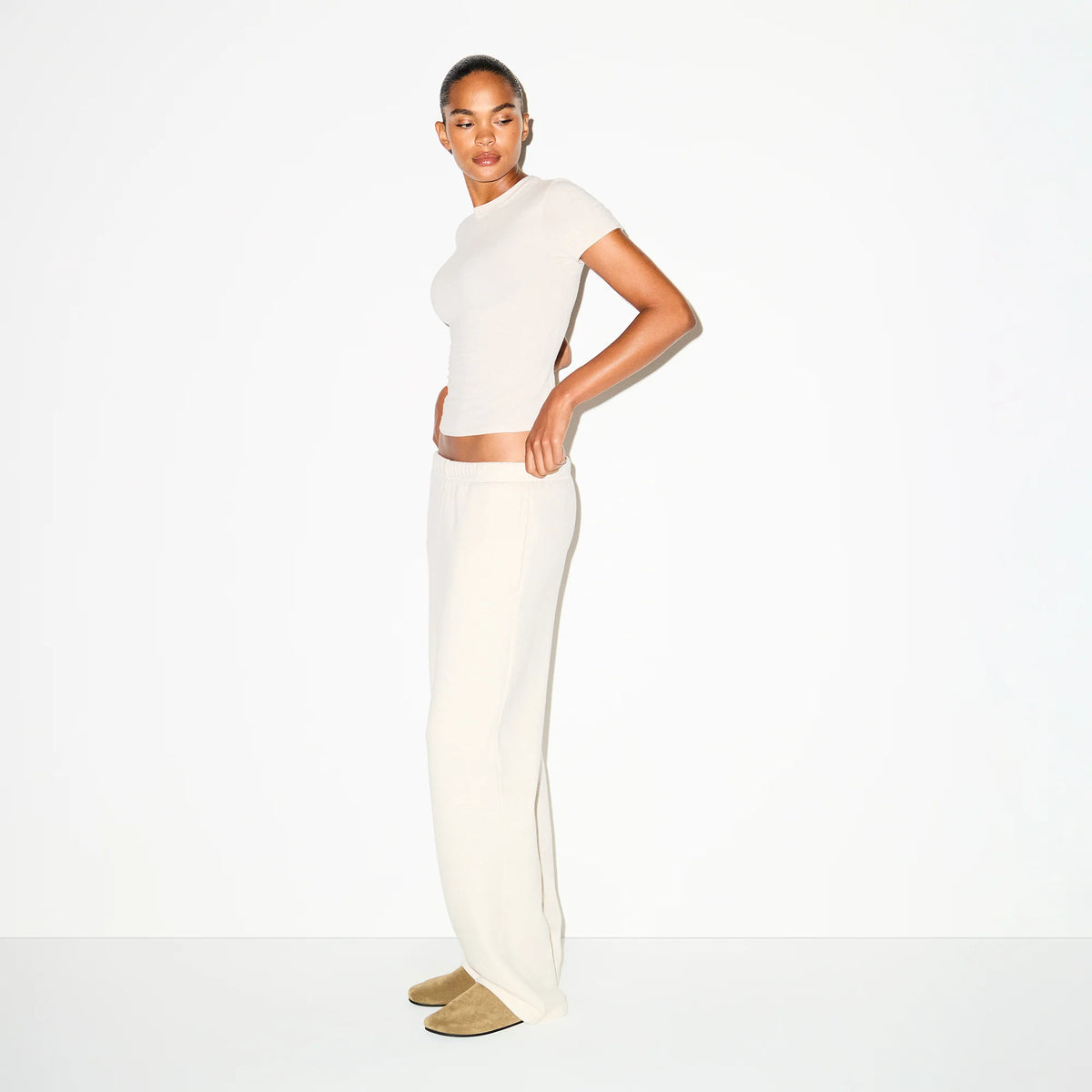COTTON FLEECE STRAIGHT LEG PANT | OATMEAL HEATHER