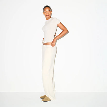 COTTON FLEECE STRAIGHT LEG PANT | OATMEAL HEATHER