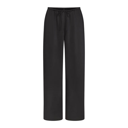 LIGHTWEIGHT SATIN STRAIGHT LEG PANT | OBSIDIAN