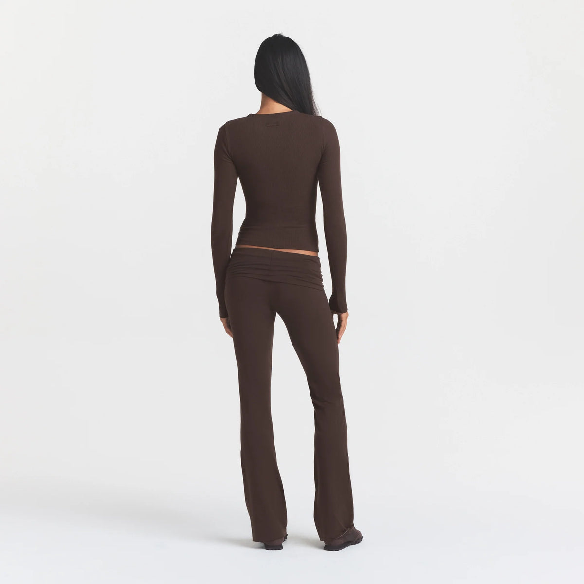 COTTON RIB ZIP UP TOP | ESPRESSO