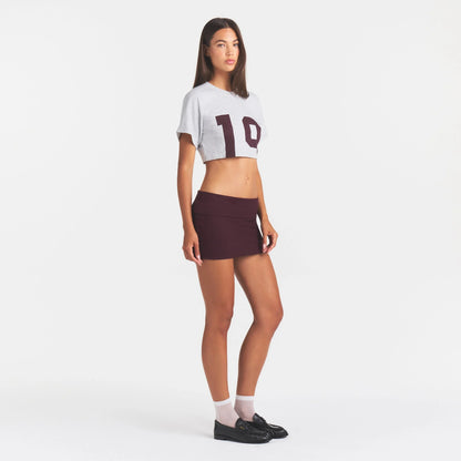 COTTON RIB FOLDOVER MINI SKIRT | CURRANT