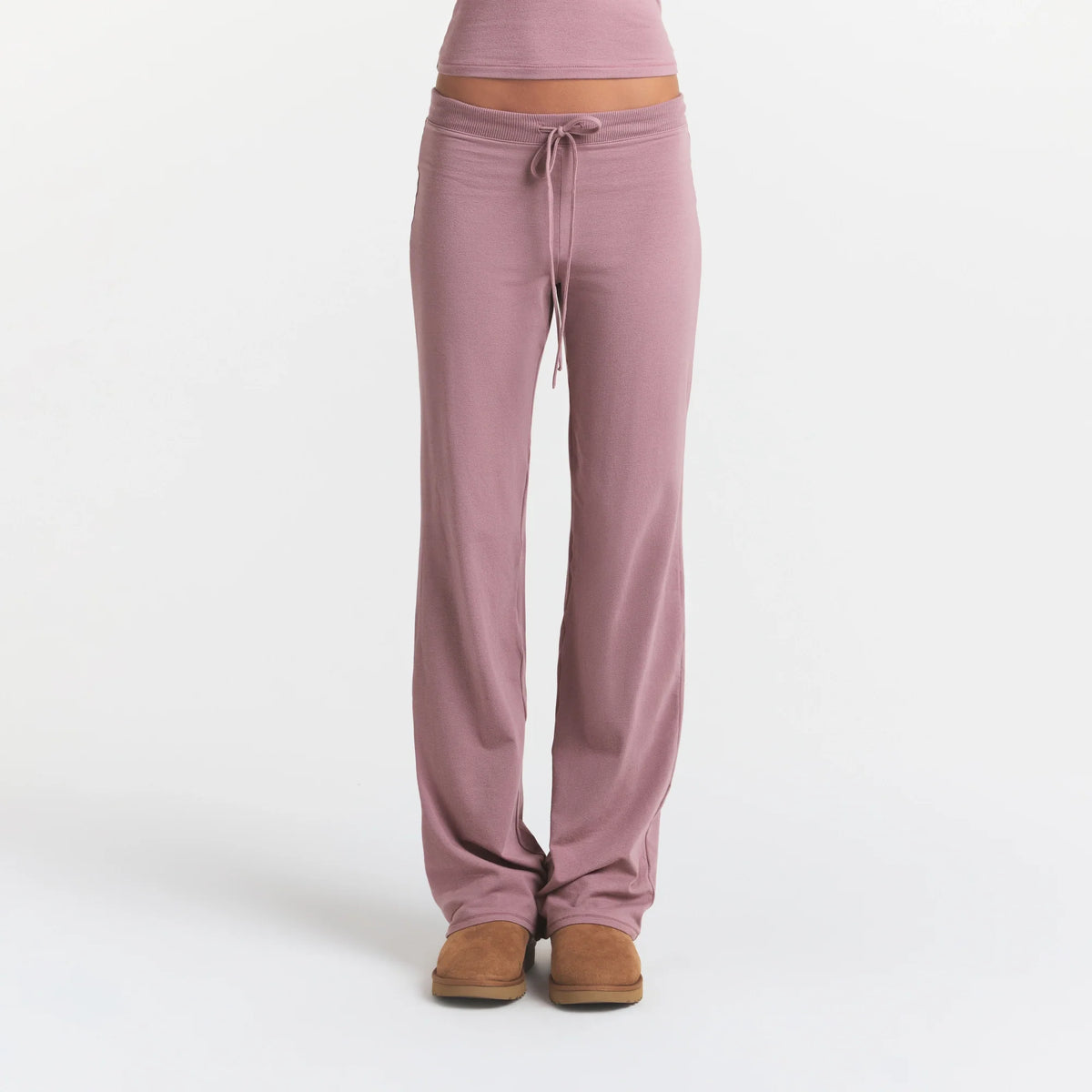 COTTON JERSEY STRAIGHT LEG PANT | MUTED MAUVE