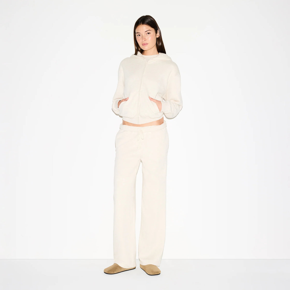 COTTON FLEECE STRAIGHT LEG PANT | OATMEAL HEATHER