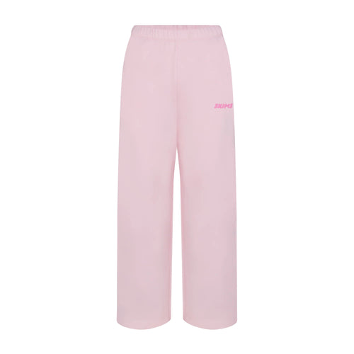 COTTON FLEECE STRAIGHT LEG PANT WITH EMBOSSED LOGO | CHERRY BLOSSOM