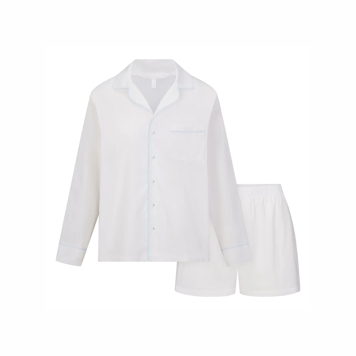 COTTON POPLIN SLEEP LONG SLEEVE AND BOXER SET | SNOW CONTRAST