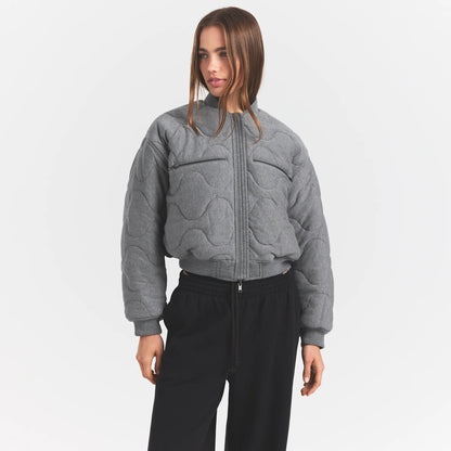 NEOPRENE OUTERWEAR REVERSIBLE BOMBER JACKET | DARK HEATHER GREY