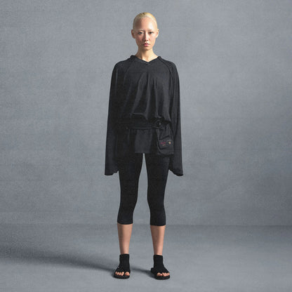 NikeSKIMS AIRY V-NECK OVERSIZED LONG SLEEVE TOP | OBSIDIAN
