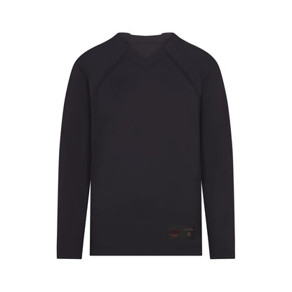 NikeSKIMS AIRY V-NECK OVERSIZED LONG SLEEVE TOP | OBSIDIAN